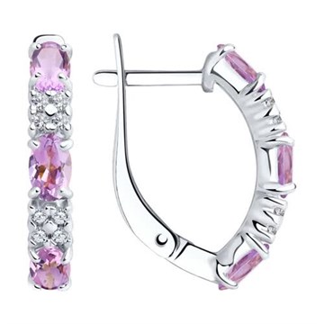 Серьги из серебра с Аметистом и фианитом