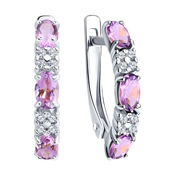Серьги из серебра с Аметистом и фианитом