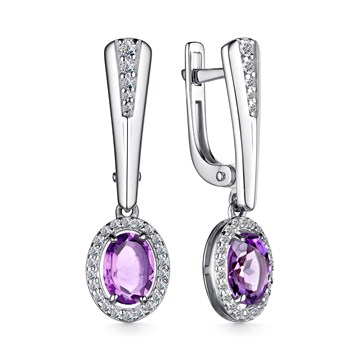 Серьги из серебра с Аметистом и фианитом