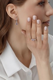 Серьги из серебра с Аметистом и фианитом