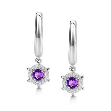 Серьги из серебра с Аметистом и фианитом