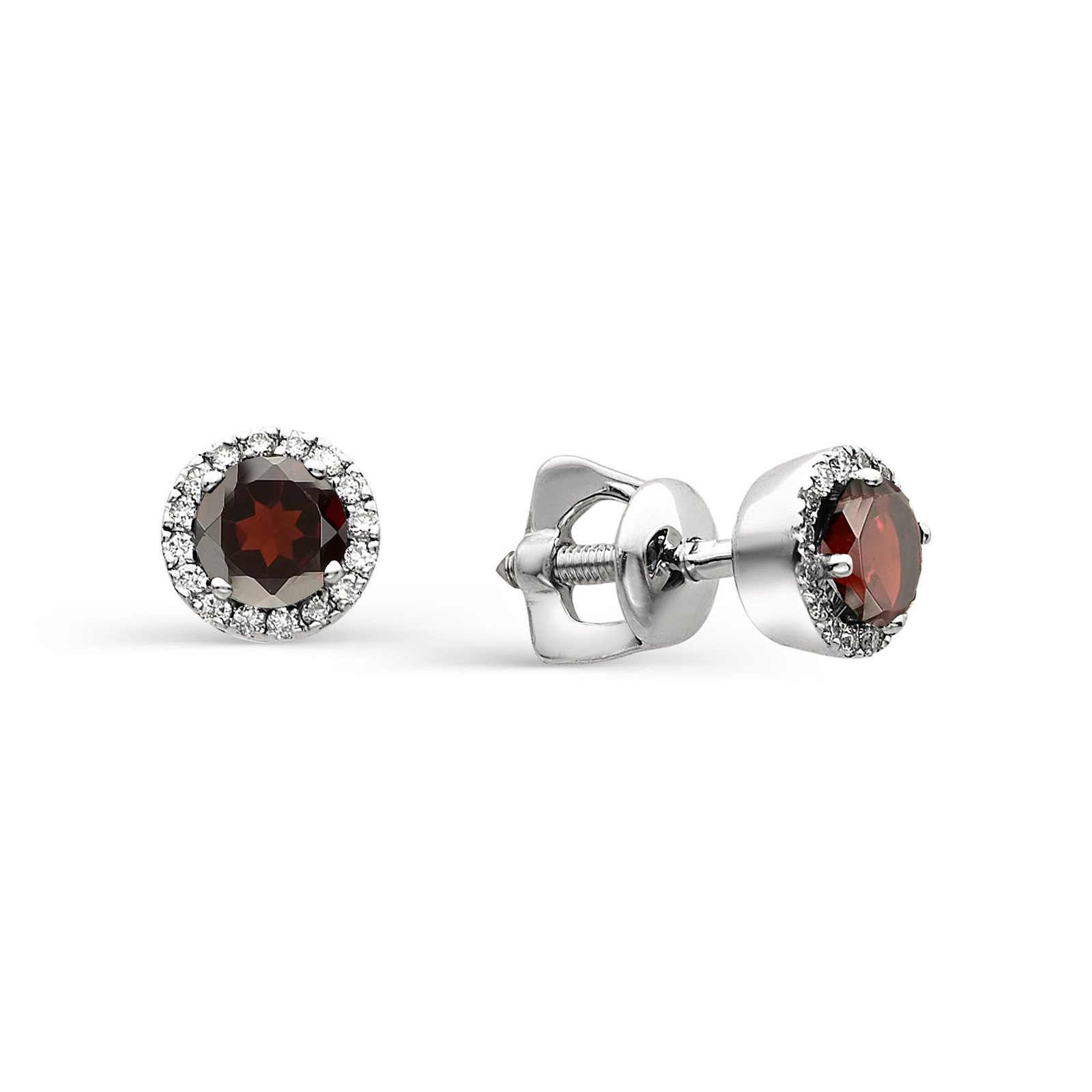 Серьги из серебра с Гранатом и фианитом