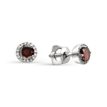 Серьги из серебра с Гранатом и фианитом