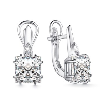 Серьги из серебра с Бриллиантом, c Горным хрусталем