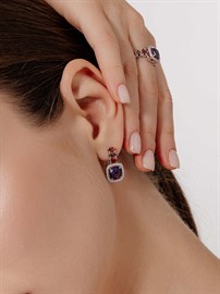 Серьги из серебра с Нанокристаллом цветным и фианитом