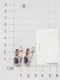 Серьги из серебра с Нанокристаллом цветным и фианитом
