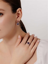 Серьги из серебра с Нанокристаллом цветным и фианитом