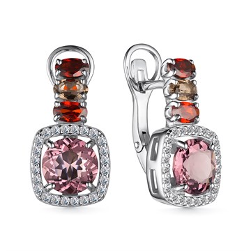 Серьги из серебра с Нанокристаллом цветным и фианитом
