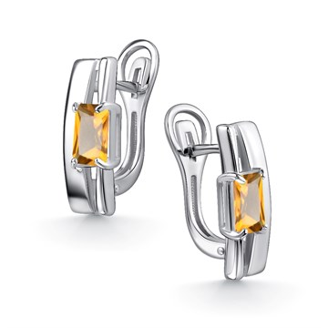 Серьги из серебра с цитрином
