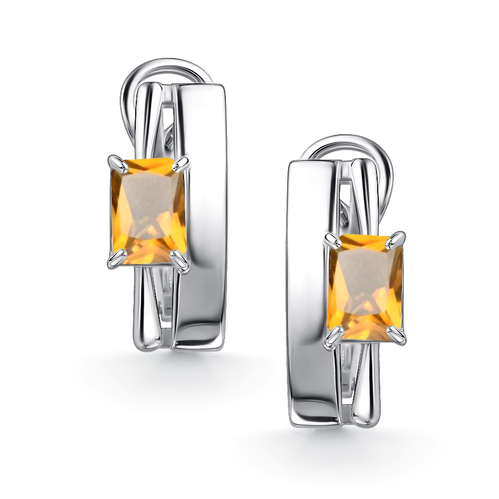 Серьги из серебра с цитрином