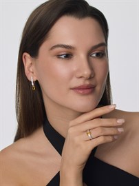 Серьги из серебра с цитрином и фианитом