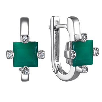 Серьги из серебра с Агатом и фианитом