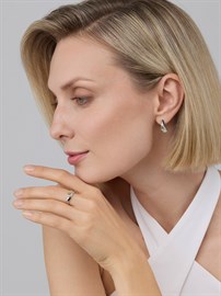 Серьги из серебра с хризолитом и фианитом