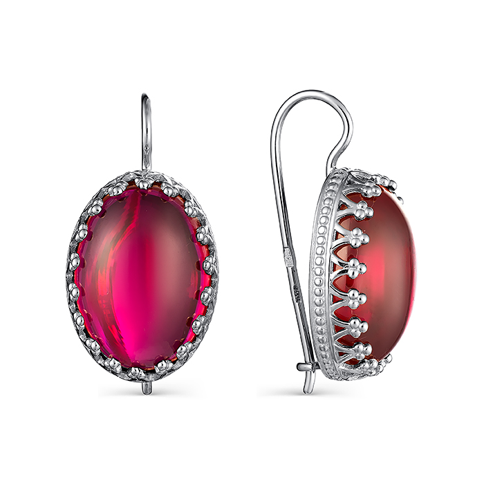 Серьги из серебра с корундом Серьги из серебра с корундом