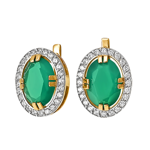 Серьги из серебра с цитрином и фианитом Серьги из серебра с цитрином и фианитом