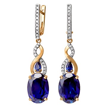Серьги из серебра с цитрином и фианитом
