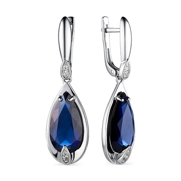 Серьги из серебра с топазом и фианитом