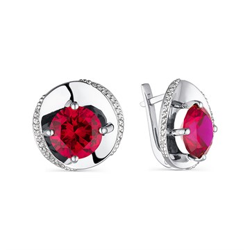 Серьги из серебра с корундом и фианитом