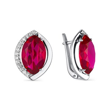 Серьги из серебра с турмалином и фианитом