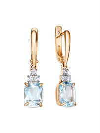 Серьги из серебра с топазом и фианитом