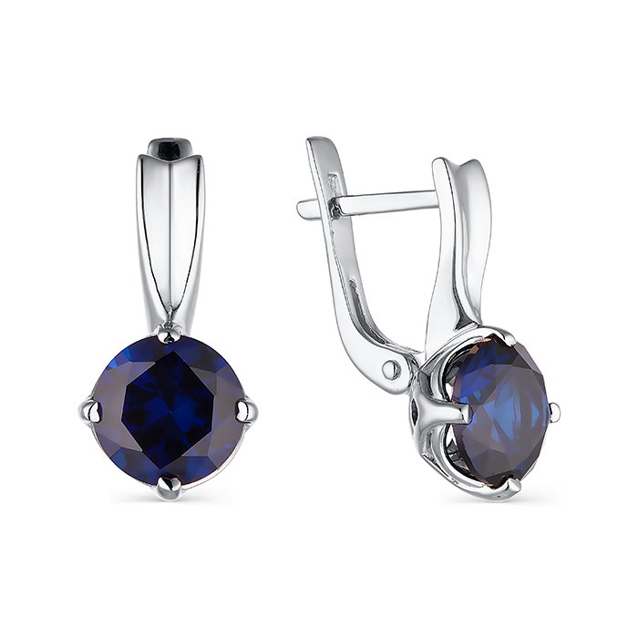 Серьги из серебра с корундом Серьги из серебра с корундом