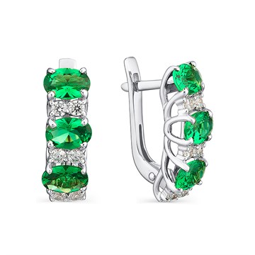 Серьги из серебра с Гранатом и фианитом
