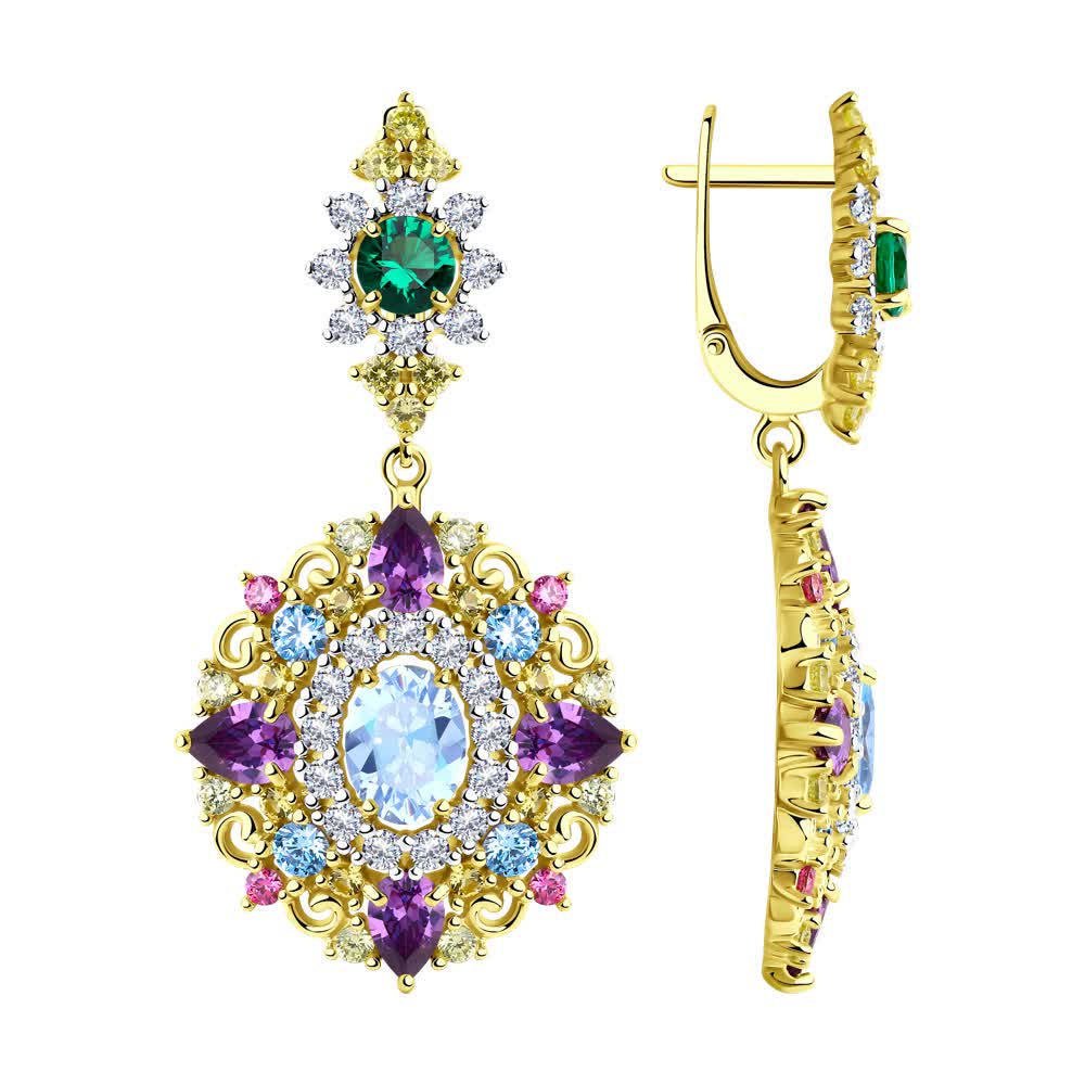 Серьги из серебра с фианитом
