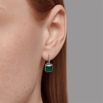 Серьги из серебра с Агатом и фианитом