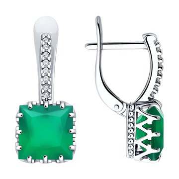 Серьги из серебра с Агатом и фианитом
