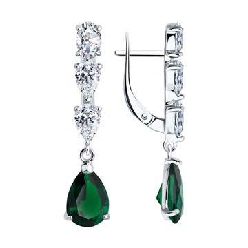 Серьги из серебра с фианитом