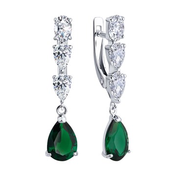 Серьги из серебра с фианитом