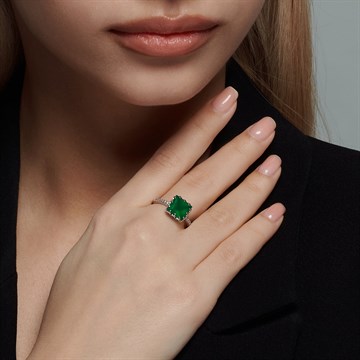 Кольцо из серебра с Агатом и фианитом