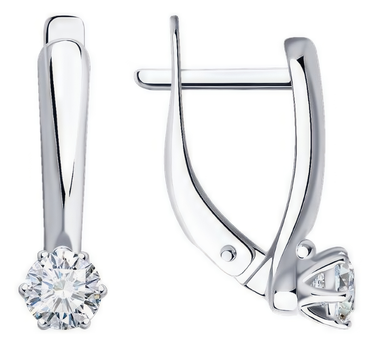 Серьги из серебра с фианитом