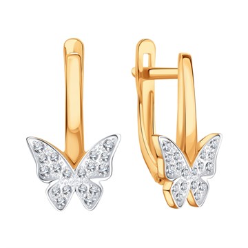 Серьги из золота с фианитом