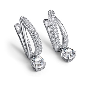 Серьги из серебра с фианитом