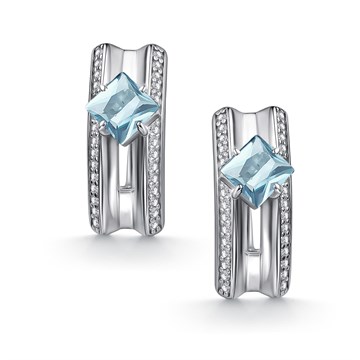 Серьги из серебра с топазом и фианитом