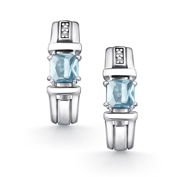 Серьги из серебра с топазом и фианитом