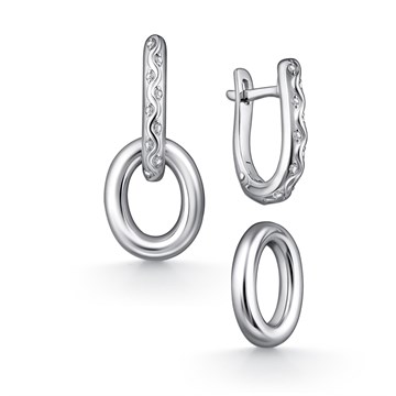 Серьги из серебра с фианитом