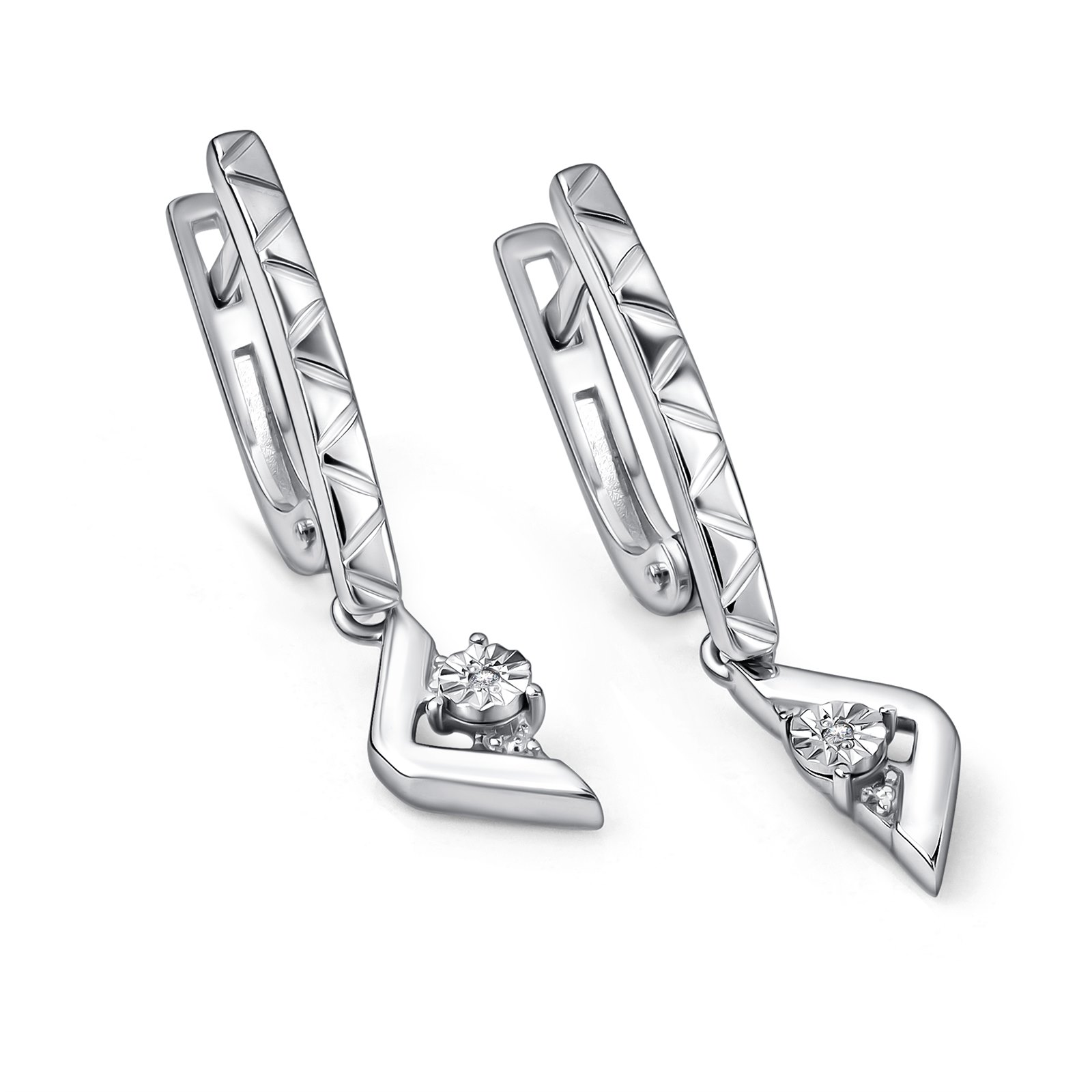 Серьги из серебра с Бриллиантом Серьги из серебра с Бриллиантом