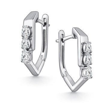 Серьги из серебра с фианитом
