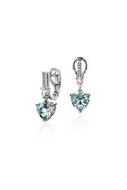 Серьги из белого золота с Бриллиантом, сапфиром и Морганитом
