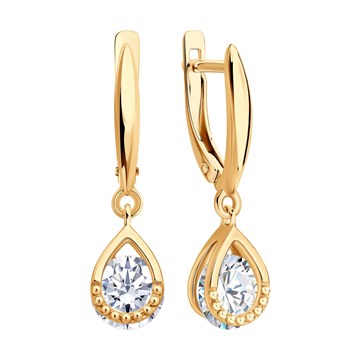 Серьги из серебра с фианитом