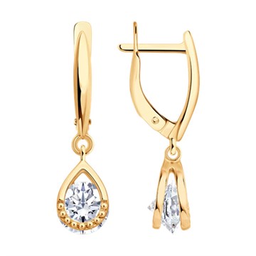 Серьги из серебра с фианитом