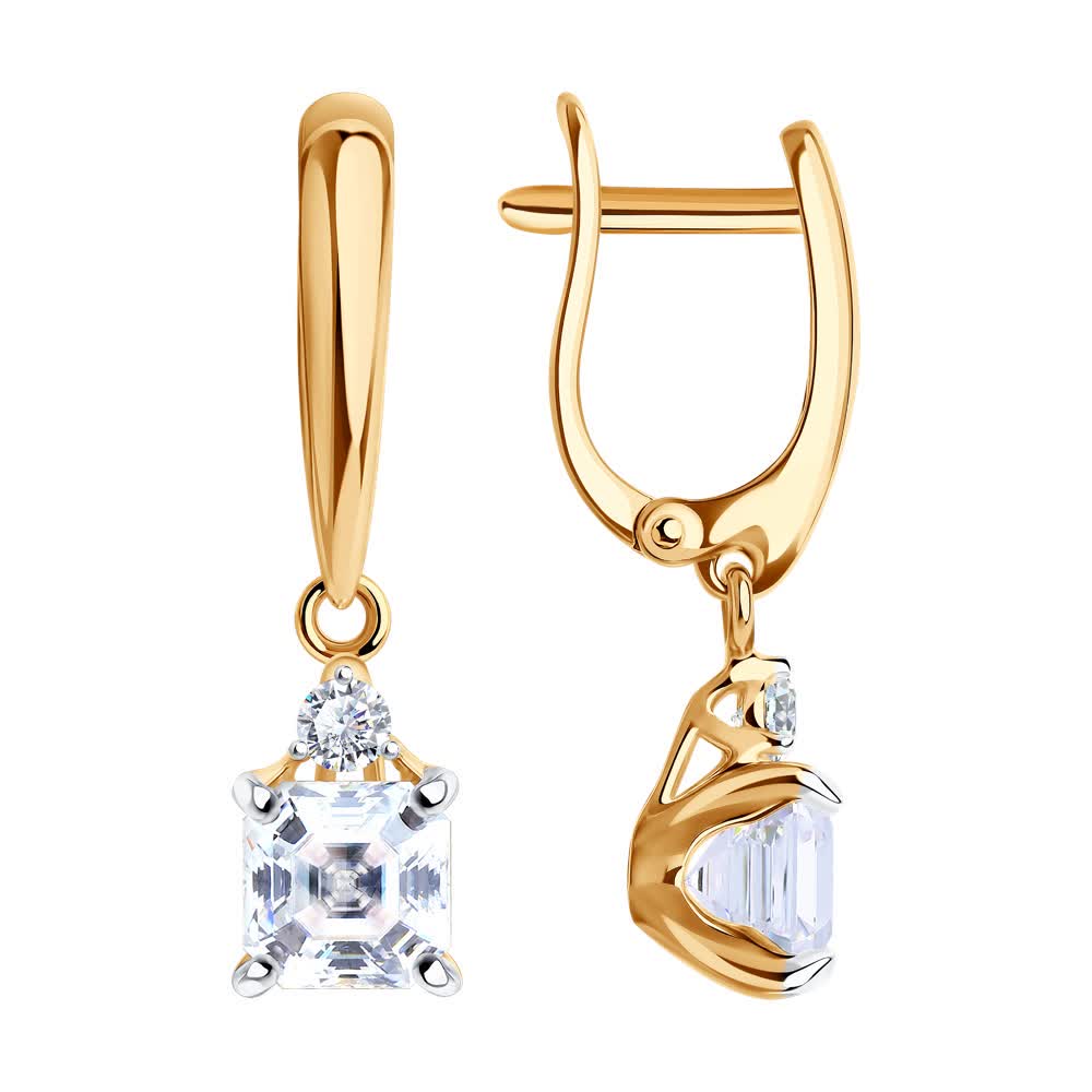 Серьги из серебра с фианитом