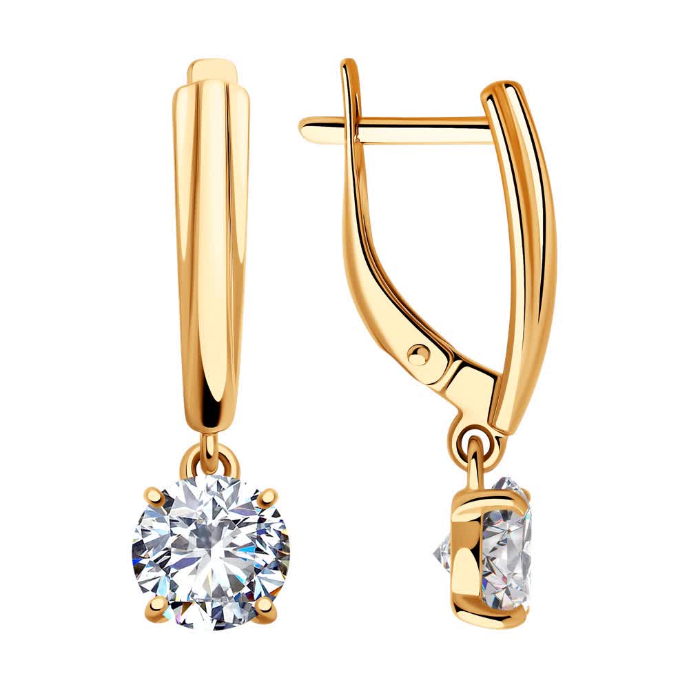 Серьги из серебра с фианитом
