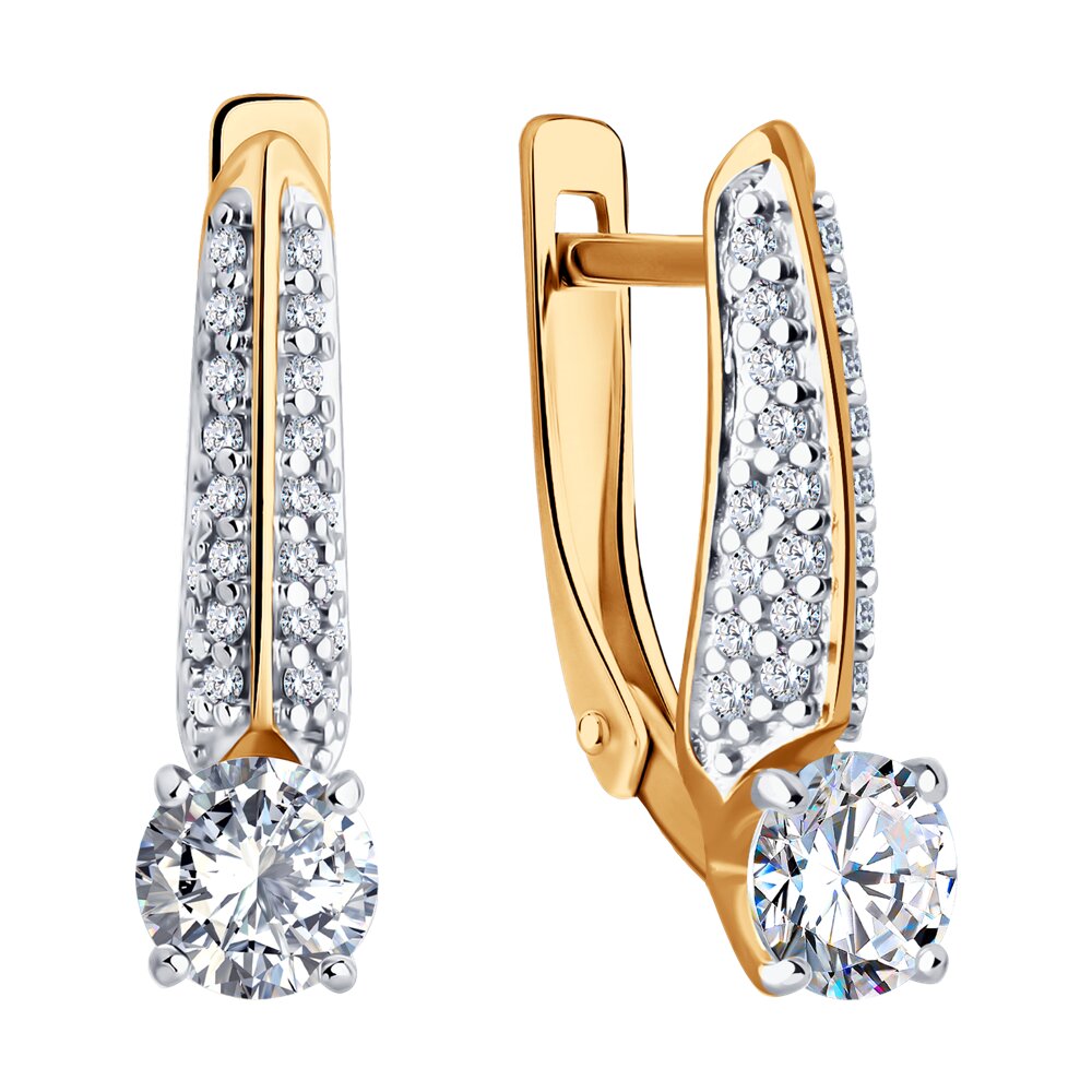 Серьги из серебра с фианитом
