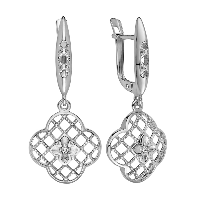 Серьги из серебра с Бриллиантом