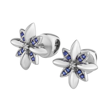 Серьги из серебра с Бриллиантом и Нанокристаллом цветным