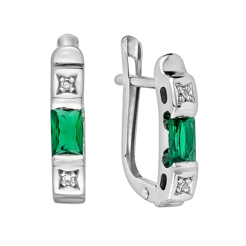 Серьги из серебра с Бриллиантом и Нанокристаллом цветным Серьги из серебра с Бриллиантом и Нанокристаллом цветным
