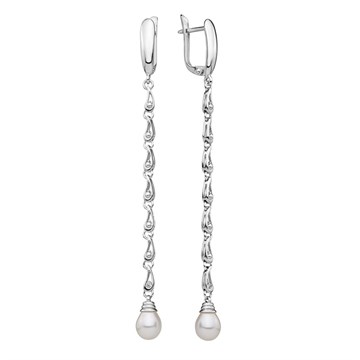 Серьги из серебра с Бриллиантом и жемчугом
